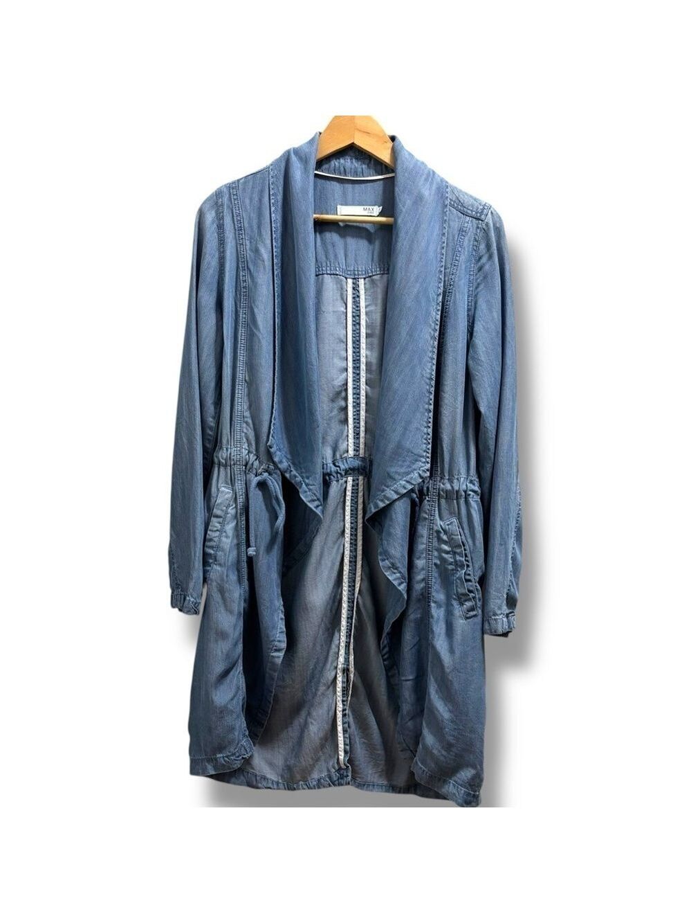 Max Jeans Blue Open Denim Cardigan Duster Jacket - Small
